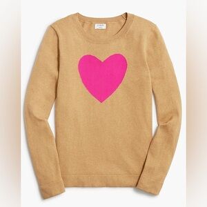 J.Crew Heart Teddy Sweater Limited Edition Camel and Hot Pink size XL NWOT